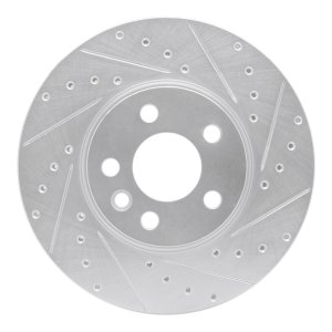 Volkswagen EuroVan Brake Rotor (1) - Front Right - R1 Concepts - Drilled & Slotted - Silver - `01-`03